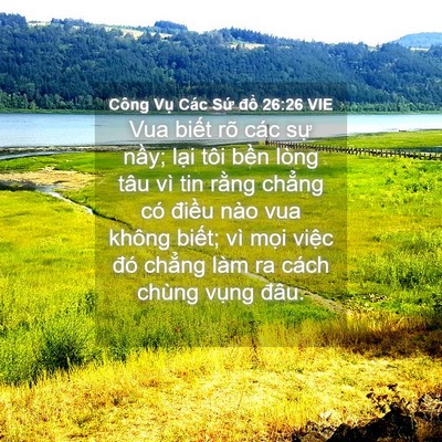 Picture 04 - Công Vụ Các Sứ đồ 26:26 VIE - Vua biết rõ các sự nầy; lại tôi bền - Bible Verse Picture
