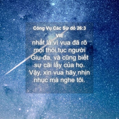 Picture 04 - Công Vụ Các Sứ đồ 26:3 VIE - nhất là vì vua đã rõ mọi thói tục - Bible Verse Picture