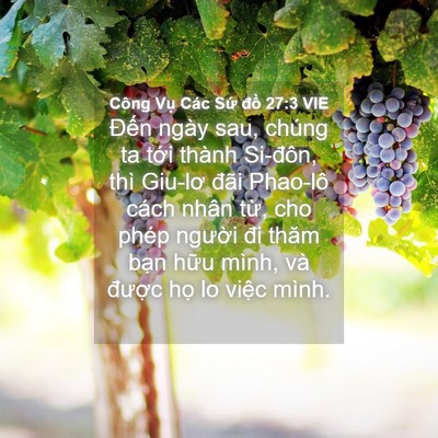 Picture 04 - Công Vụ Các Sứ đồ 27:3 VIE - Đến ngày sau, chúng ta tới thành - Bible Verse Picture