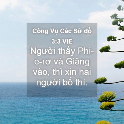 Picture 04 - Công Vụ Các Sứ đồ 3:3 VIE - Người thấy Phi-e-rơ và Giăng vào, thì - Bible Verse Picture