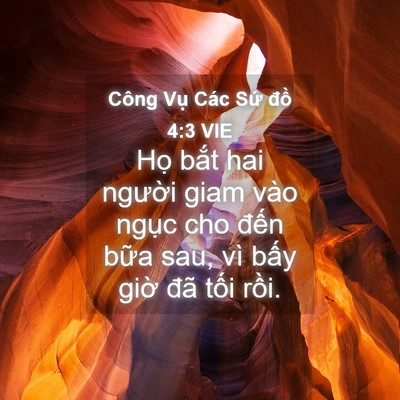 Picture 04 - Công Vụ Các Sứ đồ 4:3 VIE - Họ bắt hai người giam vào ngục cho - Bible Verse Picture
