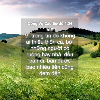 Picture 04 - Công Vụ Các Sứ đồ 4:34 VIE - Vì trong tín đồ không ai thiếu thốn - Bible Verse Picture