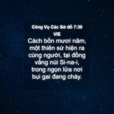 Picture 04 - Công Vụ Các Sứ đồ 7:30 VIE - Cách bốn mươi năm, một thiên sứ hiện - Bible Verse Picture
