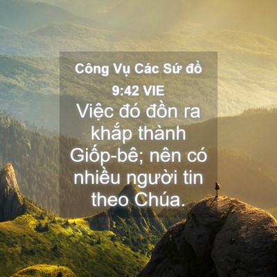 Picture 04 - Công Vụ Các Sứ đồ 9:42 VIE - Việc đó đồn ra khắp thành Giốp-bê; - Bible Verse Picture