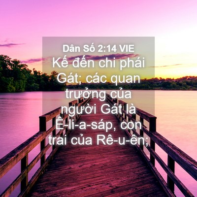 Picture 04 - Dân Số 2:14 VIE - Kế đến chi phái Gát; các quan trưởng - Bible Verse Picture