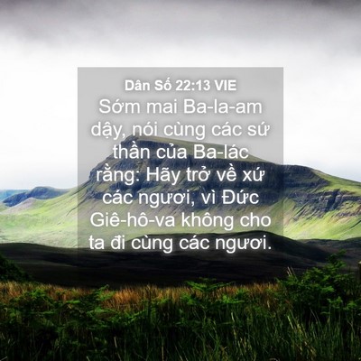 Picture 04 - Dân Số 22:13 VIE - Sớm mai Ba-la-am dậy, nói cùng các sứ - Bible Verse Picture