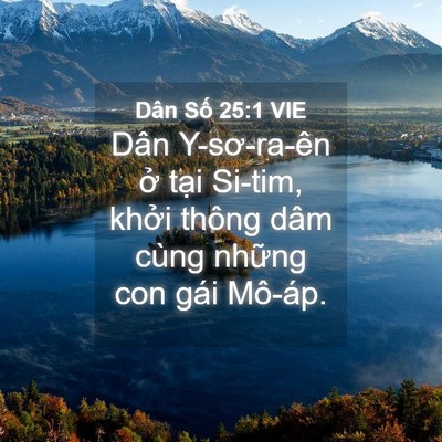 Picture 04 - Dân Số 25:1 VIE - Dân Y-sơ-ra-ên ở tại Si-tim, khởi thông - Bible Verse Picture