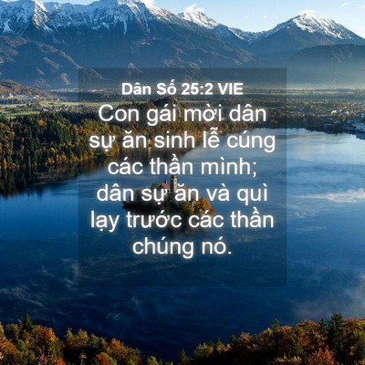 Picture 04 - Dân Số 25:2 VIE - Con gái mời dân sự ăn sinh lễ cúng các - Bible Verse Picture