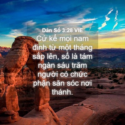 Picture 04 - Dân Số 3:28 VIE - Cứ kể mọi nam đinh từ một tháng sắp - Bible Verse Picture
