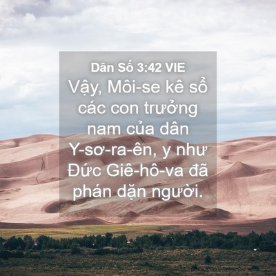 Picture 04 - Dân Số 3:42 VIE - Vậy, Môi-se kê sổ các con trưởng nam - Bible Verse Picture