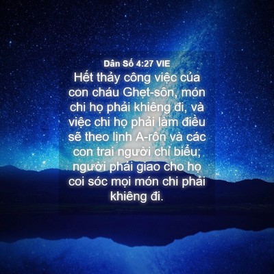 Picture 04 - Dân Số 4:27 VIE - Hết thảy công việc của con cháu - Bible Verse Picture
