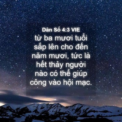 Picture 04 - Dân Số 4:3 VIE - từ ba mươi tuổi sắp lên cho đến năm - Bible Verse Picture