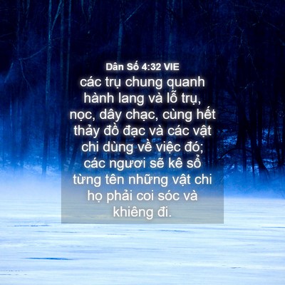 Picture 04 - Dân Số 4:32 VIE - các trụ chung quanh hành lang và lỗ trụ, - Bible Verse Picture