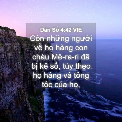 Picture 04 - Dân Số 4:42 VIE - Còn những người về họ hàng con cháu - Bible Verse Picture