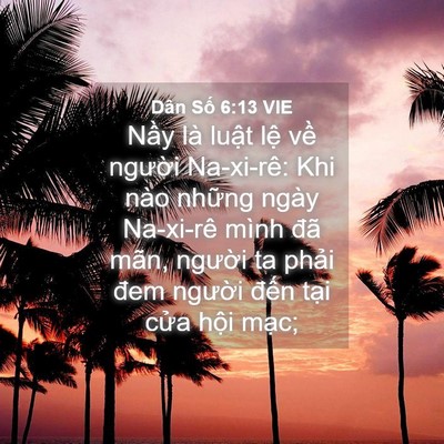 Picture 04 - Dân Số 6:13 VIE - Nầy là luật lệ về người Na-xi-rê: - Bible Verse Picture