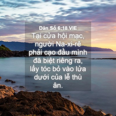 Picture 04 - Dân Số 6:18 VIE - Tại cửa hội mạc, người Na-xi-rê - Bible Verse Picture