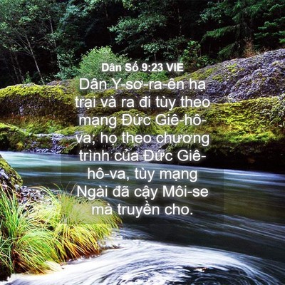 Picture 04 - Dân Số 9:23 VIE - Dân Y-sơ-ra-ên hạ trại và ra đi tùy - Bible Verse Picture