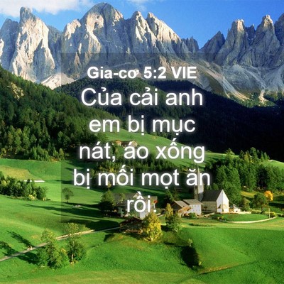 Picture 04 - Gia-cơ 5:2 VIE - Của cải anh em bị mục nát, áo xống - Bible Verse Picture