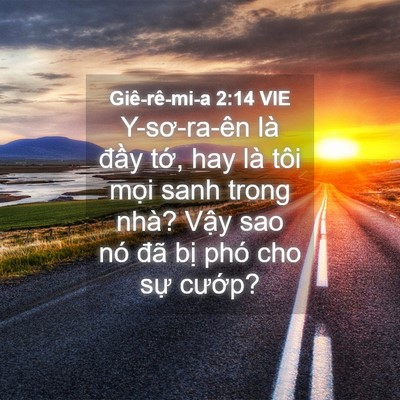 Picture 04 - Giê-rê-mi-a 2:14 VIE - Y-sơ-ra-ên là đầy tớ, hay là tôi mọi - Bible Verse Picture