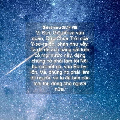 Picture 04 - Giê-rê-mi-a 28:14 VIE - Vì Đức Giê-hô-va vạn quân, Đức Chúa - Bible Verse Picture