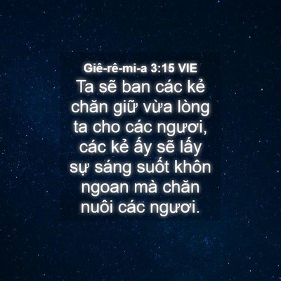 Picture 04 - Giê-rê-mi-a 3:15 VIE - Ta sẽ ban các kẻ chăn giữ vừa lòng ta - Bible Verse Picture