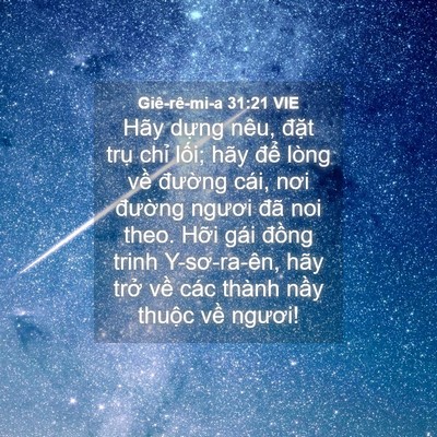Picture 04 - Giê-rê-mi-a 31:21 VIE - Hãy dựng nêu, đặt trụ chỉ lối; hãy - Bible Verse Picture