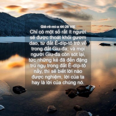 Picture 04 - Giê-rê-mi-a 44:28 VIE - Chỉ có một số rất ít người sẽ - Bible Verse Picture