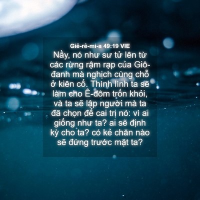 Picture 04 - Giê-rê-mi-a 49:19 VIE - Nầy, nó như sư tử lên từ các rừng - Bible Verse Picture