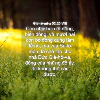 Picture 04 - Giê-rê-mi-a 52:20 VIE - Còn như hai cột đồng, biển đồng, và - Bible Verse Picture