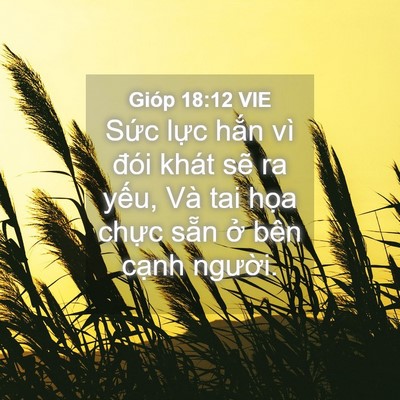 Picture 04 - Gióp 18:12 VIE - Sức lực hắn vì đói khát sẽ ra yếu, - Bible Verse Picture