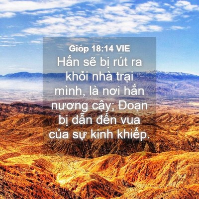 Picture 04 - Gióp 18:14 VIE - Hắn sẽ bị rút ra khỏi nhà trại mình, - Bible Verse Picture