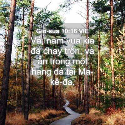 Picture 04 - Giô-sua 10:16 VIE - Vả, năm vua kia đã chạy trốn, và ẩn - Bible Verse Picture