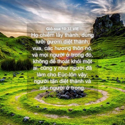 Picture 04 - Giô-sua 10:37 VIE - Họ chiếm lấy thành, dùng lưỡi gươm - Bible Verse Picture