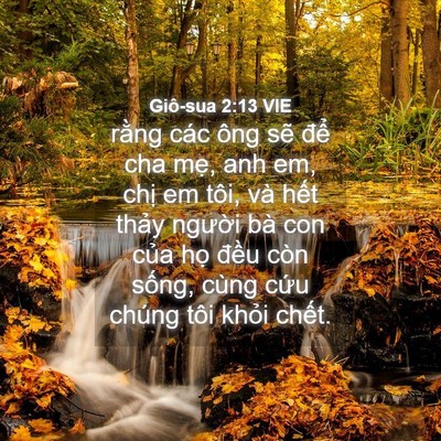 Picture 04 - Giô-sua 2:13 VIE - rằng các ông sẽ để cha mẹ, anh em, - Bible Verse Picture