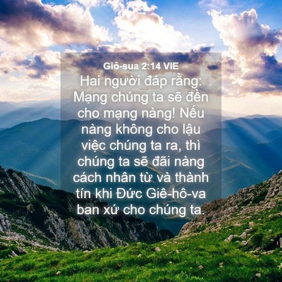 Picture 04 - Giô-sua 2:14 VIE - Hai người đáp rằng: Mạng chúng ta sẽ - Bible Verse Picture