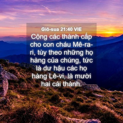 Picture 04 - Giô-sua 21:40 VIE - Cộng các thành cấp cho con cháu Mê-ra-ri, - Bible Verse Picture