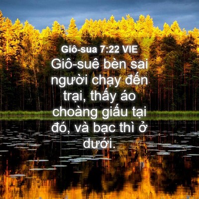 Picture 04 - Giô-sua 7:22 VIE - Giô-suê bèn sai người chạy đến trại, - Bible Verse Picture