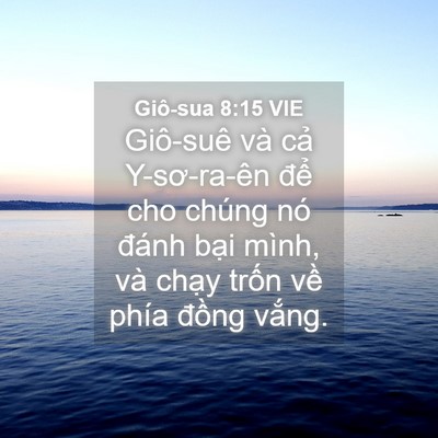 Picture 04 - Giô-sua 8:15 VIE - Giô-suê và cả Y-sơ-ra-ên để cho chúng - Bible Verse Picture