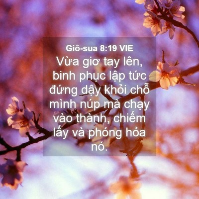 Picture 04 - Giô-sua 8:19 VIE - Vừa giơ tay lên, binh phục lập tức - Bible Verse Picture