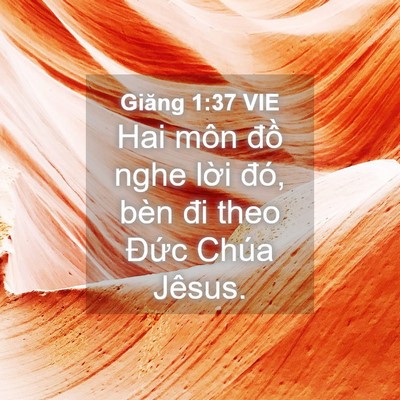 Picture 04 - Giăng 1:37 VIE - Hai môn đồ nghe lời đó, bèn đi theo - Bible Verse Picture