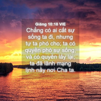 Picture 04 - Giăng 10:18 VIE - Chẳng có ai cất sự sống ta đi, nhưng - Bible Verse Picture