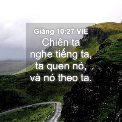 Picture 04 - Giăng 10:27 VIE - Chiên ta nghe tiếng ta, ta quen nó, và nó - Bible Verse Picture