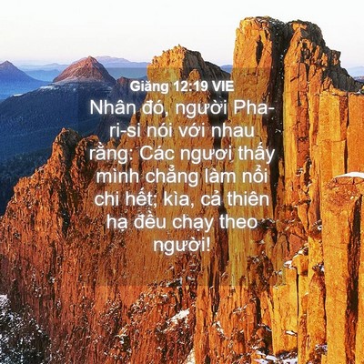 Picture 04 - Giăng 12:19 VIE - Nhân đó, người Pha-ri-si nói với nhau - Bible Verse Picture