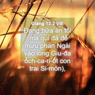 Picture 04 - Giăng 13:2 VIE - Đang bữa ăn tối (ma quỉ đã để mưu - Bible Verse Picture