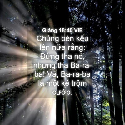 Picture 04 - Giăng 18:40 VIE - Chúng bèn kêu lên nữa rằng: Đừng tha - Bible Verse Picture