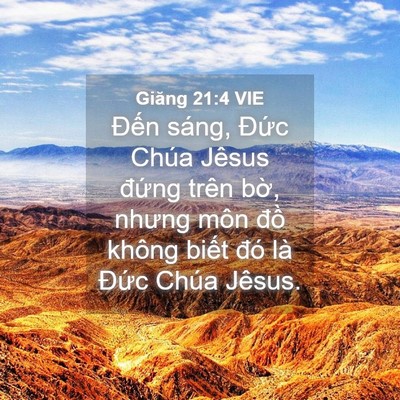 Picture 04 - Giăng 21:4 VIE - Đến sáng, Đức Chúa Jêsus đứng trên - Bible Verse Picture