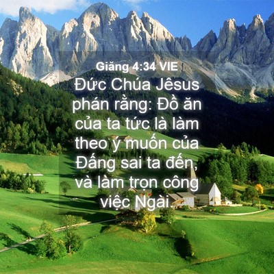 Picture 04 - Giăng 4:34 VIE - Đức Chúa Jêsus phán rằng: Đồ ăn của - Bible Verse Picture