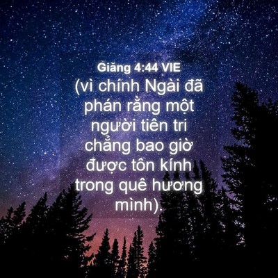 Picture 04 - Giăng 4:44 VIE - (vì chính Ngài đã phán rằng một - Bible Verse Picture