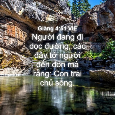 Picture 04 - Giăng 4:51 VIE - Người đang đi dọc đường, các đầy - Bible Verse Picture