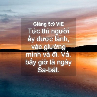 Picture 04 - Giăng 5:9 VIE - Tức thì người ấy được lành, vác - Bible Verse Picture